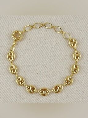 18K Gold Filled Puffy Mariner Bracelet Featuring Unique Chain Extender